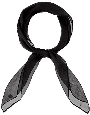 MissShorthair 50s Chiffon Scarf Sheer Square Neck Head Scarf for Women, B Black