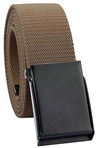KYEYGWO Unisex Gürtel Verstellbar Einfarbig Stretch Elastisch Web Gürtel mit Flip Top Metallschnalle, Braun