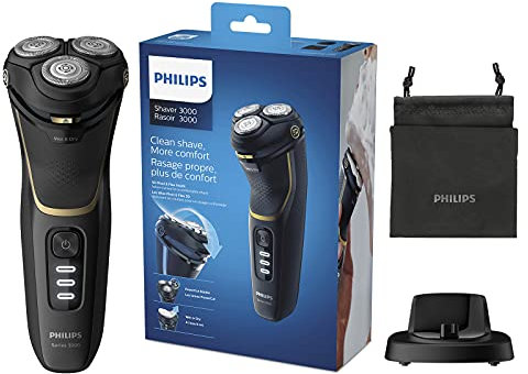 Philips Series 3000 Nass- oder Trockenrasierer für Herren mit 5D Pivot & Flex-Köpfen, Noir Gold