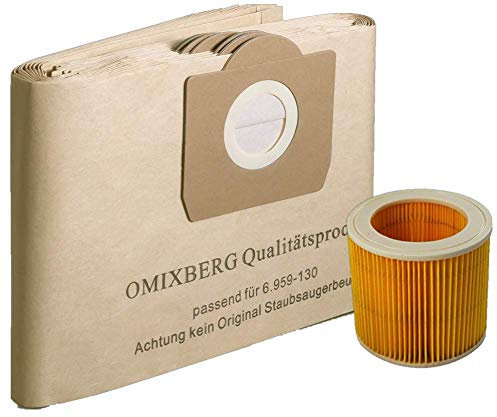 Lot de 10 sacs d’aspirateur pour Kärcher 6.959-130.0 6.414-552.0 WD 3.200, 3.300 M, 5.800, WD 3.500, WD 3.800, WD 3.200, 4001, 4002, A2201, 2504, 2204, 2604, 2656x, 2654,2251