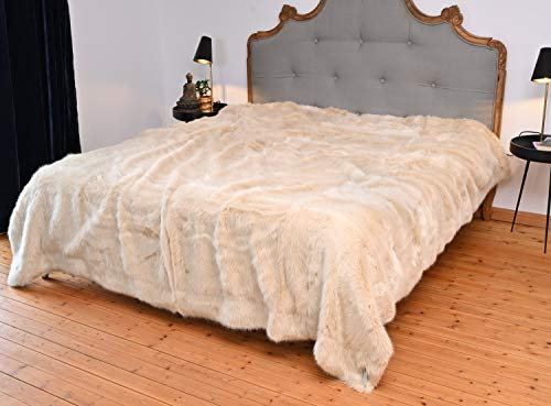 Wohnen & Accessoires GmbH & Co. KG Edelste Premium Felldecke aus Webpelz Sandrose (Ökotex 100) (Felldecke 240x260cm)