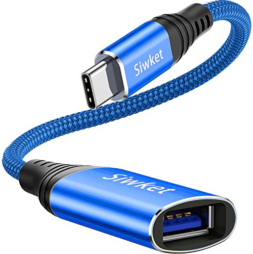 Siwket USB C to USB 3.1 Adapter,OTG Cable Type C Male to USB Female OTG Adaptor Compatible with MacBook Pro 2018,iPad Pro 2020, Samsung Galaxy S20 Note 10 S8 S9, Huawei P30,Google Pixel (Blue)