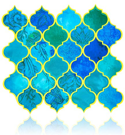 Fliesenaufkleber für Kicthen – Dekorativer arabesque-Fliesenaufkleber, selbstklebend, für Küche, Badezimmer, Wohnmobil, zum Aufkleben auf die Wand, 27,9 x 25,4 cm (6 Blatt)