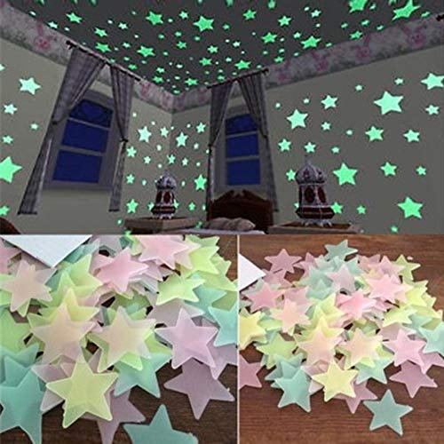 Aufkleber leuchten im Dunkeln,DIY Wandbild an der Decke,Sterne leuchten in der Nacht,Kann Ihre Decken- und Wohnzimmerdekoration beleuchten (Mixed colors-300pcs)