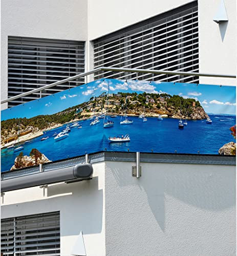 MyMaxxi Balkon Sichtschutz | Strand 02 7 x 0,9m | Abdeckung für Terrasse Balkon | Windschutz Sonnenschutz Blickdicht | Balkonverkleidung wetterfest Sichtschutz Zaun | Verkleidung