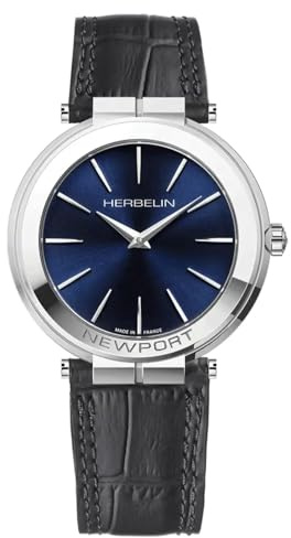 Michel Herbelin Newport Herren Uhr analog Quarzwerk mit Leder Armband 19522AP15