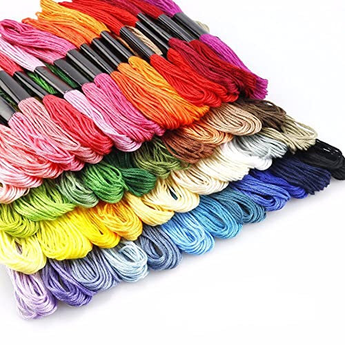 Namvo Stickgarn 100 STR?nge pro Packung, Stickgarn, Kreuzstichgarn, Freundschaftsarmb?nder Zahnseide, Handwerksseide Regenbogenfarbe mit kostenlosen Sticknadeln, Zahnseidespulen