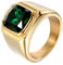 HIJONES Herren Stein Ring Vergoldet Edelstahl Große Quadratische Zirkonia Vintage Statement Ringe Grün Größe 54