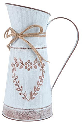 Angoily Retro Blechkanne Vintage Blumenvase Metall Blumentopf : Shabby Chic Verzinkte Rustikale Eisen Vase Tischvase für Balkon Tischdeko Garten Dekoration Blechkanne Outdoor