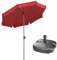 Gartinex Sonnenschirm Locarno 150/8 rot + PE-Ständer anthrazit