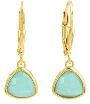 Zeeme Gemstones Damen Ohrhänger 925/- Sterling Silber 2,6cm Glänzend Amazonit gelb 358230269V-1