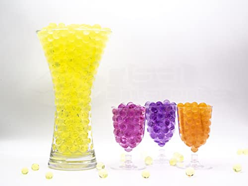 Risai Wasserkugeln, Kristallgel-Perlen, perfekt für Hydrogel-Pflanzen, Vasenfüller, Mittelstück, Silikon-Kugeln, Gelee-Edelsteine, Wachstumsperlen 500pcs, Yellow 10g