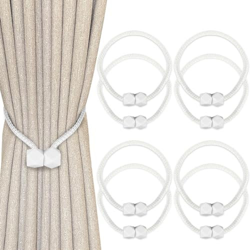 8 Stück Magnetische Vorhang Raffhalter,Vorhanghalter Gardinenhalter,Gardinenspange,Starke Magnetkraft