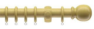 28mm Fixed Length Wooden Curtain Pole Set (Light Ash 90cm Wide)