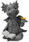WBTY Drachen-Statue, Baby-Drachen-Lesebuch-Statue, Dinosaurier, der Schmetterlings-Figuren Hält, Kunstharz-Skulptur Garten-Dekoration Im Freien, Schreibtisch-Ornament(grau)