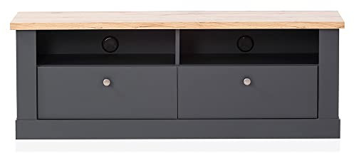 Lomadox Lowboard TV-Board TV-Schrank in anthrazit mit Wotan Eiche Nb., B/H/T ca. 135/51/45 cm