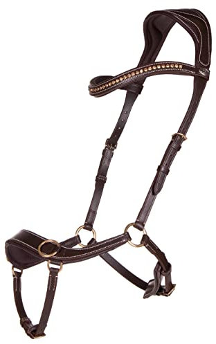 QHP Gebisslose Leder Trense Anatomical (Pony, braun)