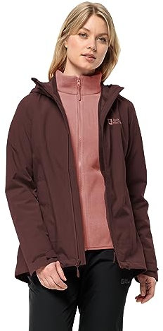 Jack Wolfskin Damen Moonrise 3IN1 JKT W Jacket, Dark Maroon, XL