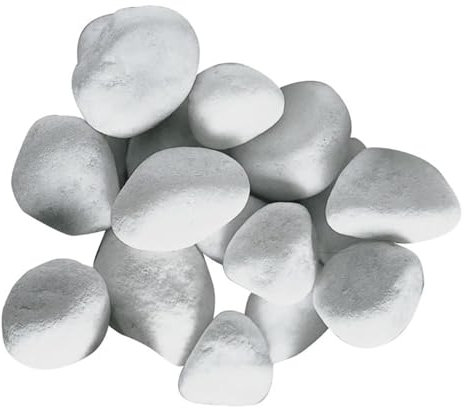 Decor Space Ciottoli bianci da giardino, in marmo di Carrara, sassi decorativi, pietre naturali per vasi fiori ed acquari Made in Italy (25 Kg 25-40 mm)
