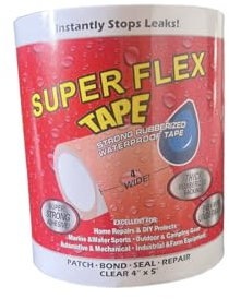 SUPER FLEX Underwater Sealing Tape for Pool, Garden Pipe Leak Repair - Waterproof Adhesive Aid to Quick Stop Leaks (Clear)