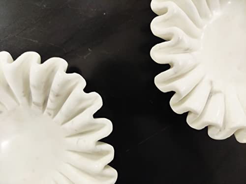 Indische Carrera-Marmorschale, Obstschale, Steinschale, dekorative Schale, dekorative Tabletts, Marmor-Obstschale, Marmor-Rüschenschale, Marmor-Blumenschale (5 Zoll)