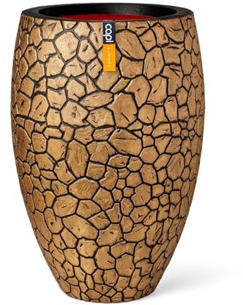 Capi Europe - Gefäß elegant Deluxe Clay NL - 55x85 - Gold - Öffnung Ø38 - Blumentopf für den Innen- und Außeneinsatz - Bruchsicher - 100% recycelbar - KGBC1132