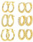 Gold Creolen Set für Damen, 6 Paar Polierte Zirkonia Gedrehte Kleine Huggie-Creolen, Hypoallergen Knorpel Huggie Klobiges Gold Creolen Piercing Ohrringe für Mehrere Ohrlöcher
