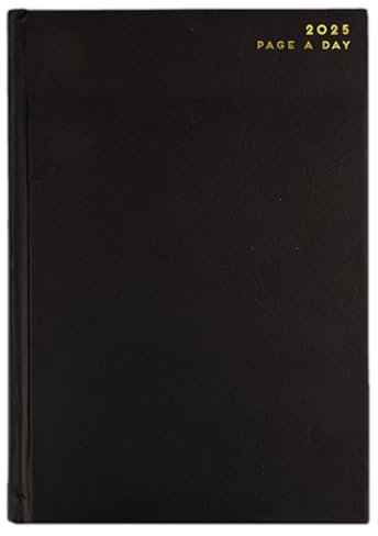 Invero 2025 Page A Day A5 Hardback Diary - Jan 2025 to Dec 2025 Planner Organizer Calendar with Hour Intervals & Worldwide Travel, Metric Information for Home, Teachers, Students or Parents
