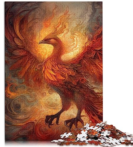 Puzzle Erwachsene, rotes alchemistisches Phoenix Holzpuzzle, 1000 teiliges Puzzle Erwachsene und Kinder ab 12 Jahren, Puzzle Erwachsene, Geschenke / 75 x 50 cm.