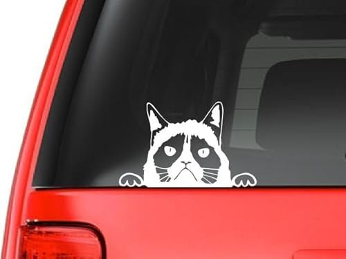 WildeBabsKLBT 15cm Hochwertiger Auto-Aufkleber Sticker Decal Autoaufkleber Aufkleber-Folie Pekingese Peeking Grumpy Cat Katze Funny D144