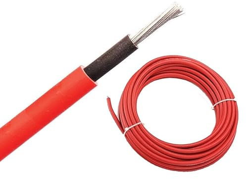 electrosmart Solar Cable 6mm Solar Panel PV Cable H1Z2Z2-K Red/Black DC Rated Insulated Photovoltaic Wire (Red, 50m)