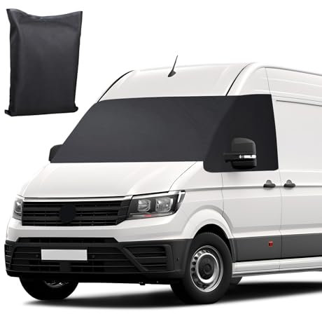 Opaltool Auto Windschutzscheiben Abdeckung für 2018-2023 VW Crafter Grand California, 600D Frontscheibe Abdeckung Wrap Cover Wasserdicht Wetterfest Anti Frost Frontscheibenabdeckung Scheibenabdeckung