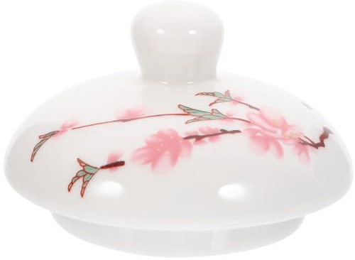 HOLIDYOYO Coperchio Della Teiera In Ceramica Bianca Di Ricambio Universale Coperchio Della Tazza Di Tè Modello Di Fiore Di Pesco Kungfu Bollitore Per Il Tè Coperchio Cinese Teiera Coperchio