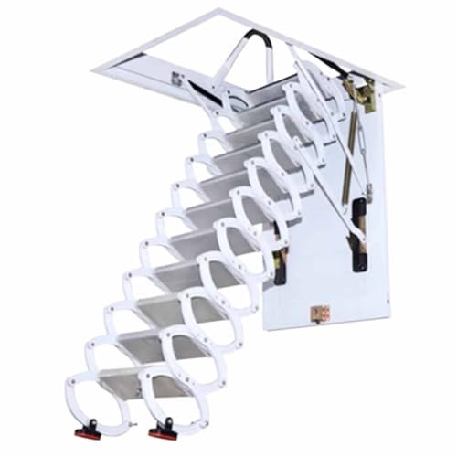 Compact Automatic Telescopic Ladder Electric Remote Control Attic Staircase Invisible Lifting Ladder Newly Upgraded Semi-Insulating Thickened