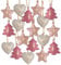 Logbuch-Verlag Weihnachten Deko zum Aufhängen 18 Weihnachtsbaumanhänger rosa pink grau Weihnachtsbaumschmuck Metall 4 cm