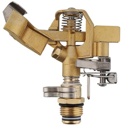 Fecovanti Messing-Schlagregner, robuste Messingsprinkler für Hof, Rasen, Garten, verstellbares 20°–360°-Muster, 50,8–104,4 cm Sprühabstand
