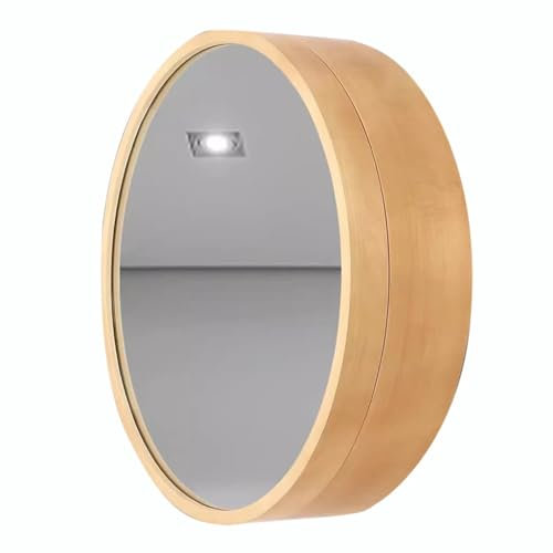 Armoire De Toilette À Miroir Rond Armoire De Toilette Ronde 50/60/70cm Armoire De Toilette Murale avec Miroir Lumineux De Diamètre(Wood Color,60cm/23.6in)
