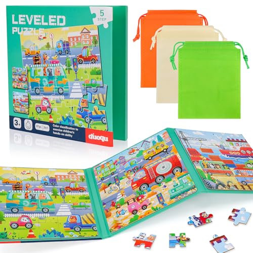 Hysagtek Magnetic Jigsaw Puzzles for Kids 3 4 5 6 Magnetic Books 25-30-42 Pieces Travel Toddler Game Travel Games Activity Toys with Storage Bags Jigsaw Puzzle for Car Airplane Trip