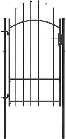 Keyroto Gartentor Einfahrtstor Zauntor Gartentor Metall Hoftor Stahl 1x2,2 m Schwarz
