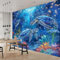3D Papier Peint Tortue De Mer Bleue 200x140 cm Papier Peint Panoramique Mural Affiche Géante Décoration Pour Salon Chambre Chambre D'Enfant Décoration Murale