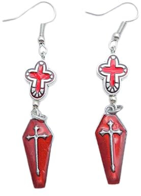 AJTUTUS Kreuz-Vampir-Coffin-Ohrringe, Fledermaus-Ohrringe, Halloween, Cosplay, Zubehör, ästhetischer Schmuck, Wie ausführliche Beschreibung