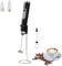 HYTTER - Espumador de leche eléctrico portátil con 2 cabezas, batidor de espuma con USB recargable de 3 velocidades, mezclador de espuma para latte, capuchino, chocolate caliente (Negro con soporte)