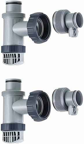 Daaxing Adaptador de manguera de émbolo de tanque de piscina, adaptador de manguera tipo B para Intex, adaptador de filtro de piscina con válvula de émbolo (2 juegos)