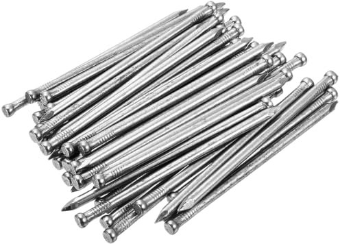 sourcing map Finishing Nails 80pcs 100mm 4 Inch Hand-Drive Hardware Carbon Steel Nail Lost Head Nail