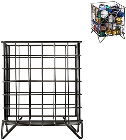 Coffee Pod Holder,Square Wire K Cup Holder Espresso Pod Organizer, Metal Coffee Pod Storage Basket for Kitchen, Pantry, Office, Cafe, Coffee Bar Accessories, Coffee Table Organiser