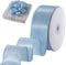 FAKILO Satin Wired Ribbon Wire Edged Christmas Ribbon for Gift Wrapping Christmas Tree Decoration Bows Making Wreath DIY Crafts Holiday and Home Decor (Light Blue, 38mm X 18m)