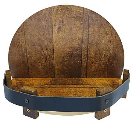 Fyeme Portabottiglie in legno a parete per bottiglie di vino, whisky, vintage, bourbon, galleggiante, supporto da parete, 7 bottiglie di vino, mensola rotonda da parete, mostra per casa bar da cucina