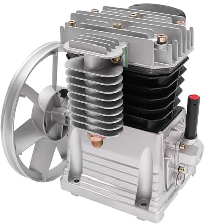 Fridgestea Air Compressor Pump Head 3HP, Dual Cylinder, Oil Lubricated Compressor with Belt Pulley, 960RPM, 8-10 Bar Pressure, 420L/Min Air Intake, for Industrial Use