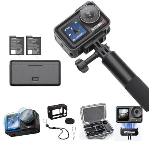 DJI Osmo Action 5 Pro Adventure Combo con custodia + pellicola protettiva + base magnetica + custodia protettiva + action camera 4K, durata prolungata della batteria con 3 batterie, stabilizzazione