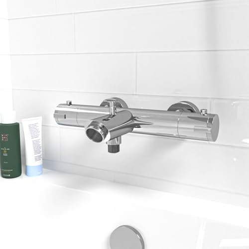 Nes Home Wall Mounted Thermostatic Chrome Bath Filler Shower Mixer Tap